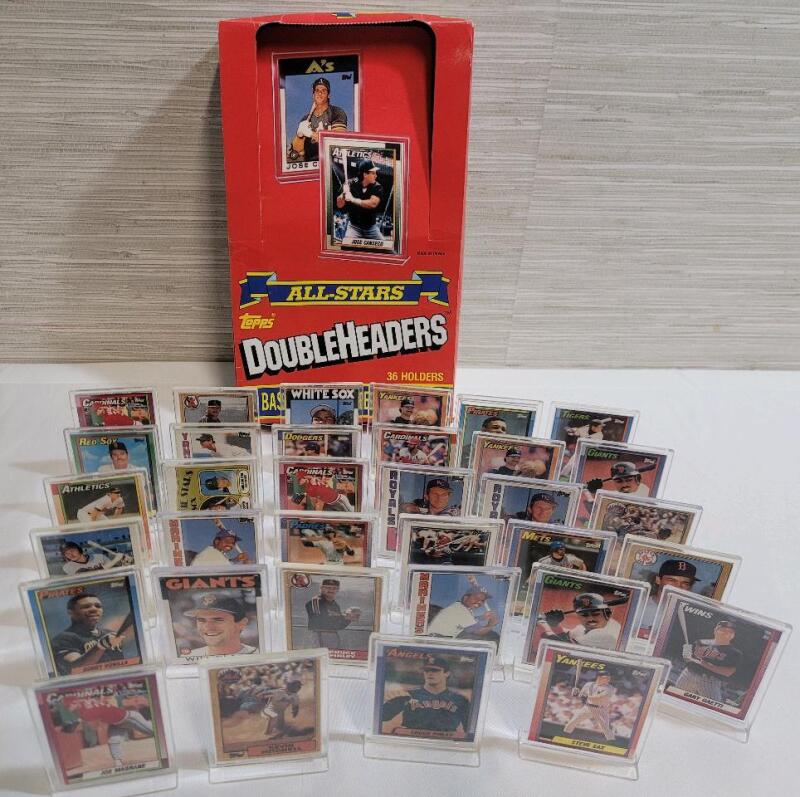 1990 Topps MLB Baseball All-Stars DoubleHeaders Baseball Card Holders , 34 Card Holders & Original Box .