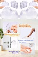 8 New 3" x 2" Door Stop Wall Protector, Wall Protectors Door Bumper, Door Stops for Wall Damage & Noise, Transparent Cloud Pattern