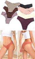 New Size MED Women's 7-Pack Women Seamless Hipster Cheeky Bikini No Show Underwear Sexy Stretch V-Waist Hipster Wavy Sides Invisible Panties