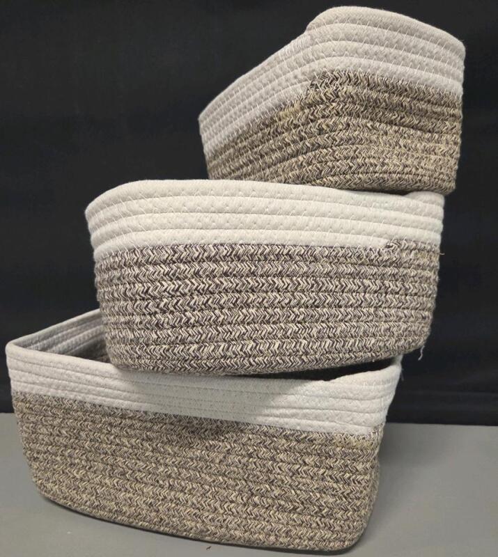 New 3 Fabric Baskets of Different Sizes