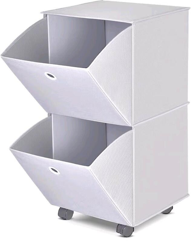 New YOHOM Rolling Fabric Dresser 3 Drawers Portable Closets Stackable Wardrobe Storage Folding Clothes Drawer Organizers, Small Space Decor (Thick + Solid + Small) (GREY, 2 floors) , YH5302T