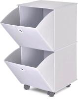 New YOHOM Rolling Fabric Dresser 3 Drawers Portable Closets Stackable Wardrobe Storage Folding Clothes Drawer Organizers, Small Space Decor (Thick + Solid + Small) (GREY, 2 floors) , YH5302T