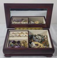 Gunther Mele Jewelry Box filled with Vintage Jewelry . Rings , Brooches , Necklaces
