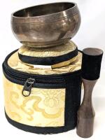 New Silent Mind Tibetan Singing Bowl Set With Wand, Pillow & Zippered Storage Box &ndash; Authentic Hand-Tuned Sound Bowl for Meditation