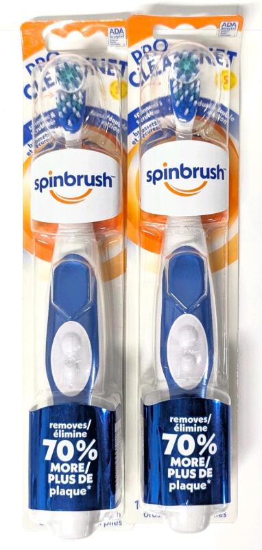 2 New SpinBrush Pro Clean Powered Toothbrushes