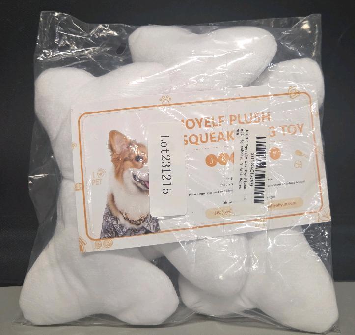 New Joyelf Plush Dog Squeak Bone Toy