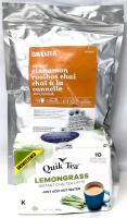 [BB 11/2025] New 10pcs QUIK TEA Unsweetened Instant Lemongrass Chai Tea Latte & DAVID'S TEA Organic Cinnamon Rooibos Loose Leaf Chai Tea