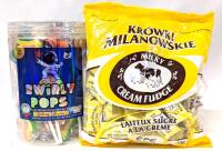 New 24pc Swirly Pops Galaxy Star-Shaped Lolipops & Polish Kr&oacute;wki Milanowskie Milky Cream Fudge