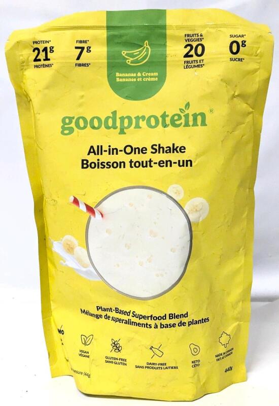 New GOODPROTEIN All-in-One Shake Mix : Bananas & Cream, Plant-Based [BB 01/2027]