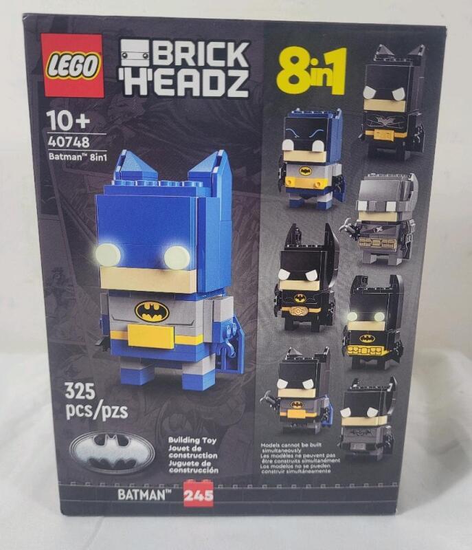 New - LEGO Brick Headz " Batman " 8-in-1 Build Set , #40748 .