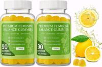 2 New Premium Feminine pH Balance Gummies For Vaginal Health - Probiotic Lemon Gummy Vegan Gluten-Free Sugar-Free 90 Gummies - 30 Servings Each [BB 07/2027]