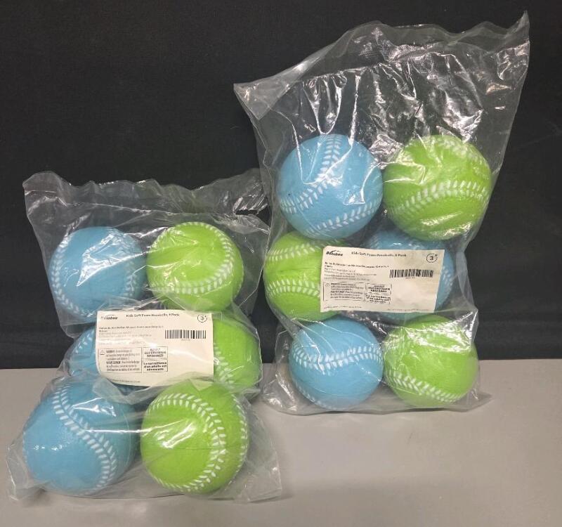 2 New 6pack kids Foam Baseballs