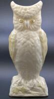 Vintage BELLEEK Ireland Limpet Yellow Owl Vase Fine Bone China, 6th Green Stamp, 8.25", No Chips or Cracks