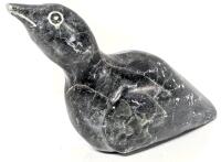 Signed Vintage Indigenous Hand-Carved Loon / Waterbird Figure, 3.6" Tall, Tip Lost on Beak