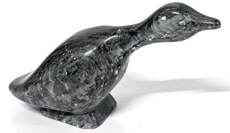 Signed Vintage Herb Faucher Inuit Hand-Carved Goose / Waterbird Figure, 4.5" Tall
