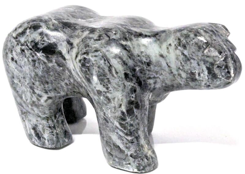 Signed Vintage Herb Faucher Inuit Hand-Carved Bear Figure, 2.75" Tall