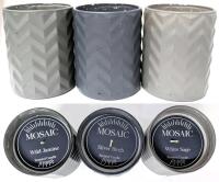 3 New Mosaic 480g Scented Candles: Wild Jasmine, Silver Birch & White Sage, In Glass Vessels