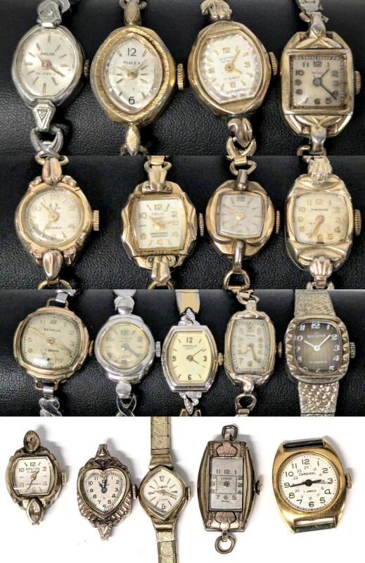 Wow! 18 Assorted Vintage Manual-Wind Ladies Watches, Conditions Vary, Some Begin Ticking When Wound, See Desc For Makers