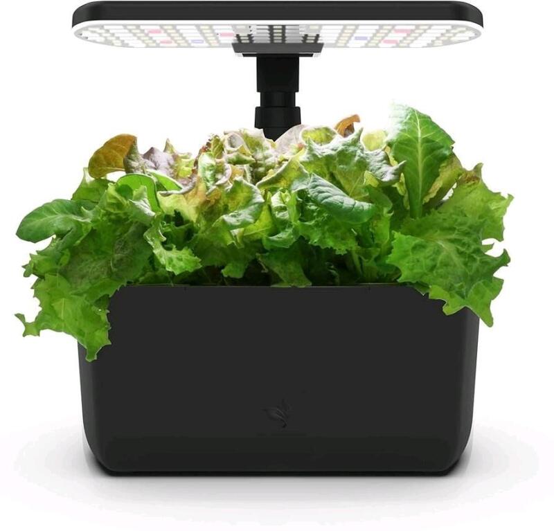 New AEROGARDEN Harvest Lite in Black, Soil-Free Indoor Hydroponic Garden with LED Grow Light for Year-Round Gardening of up to 6 Herbs and Vegetables, Model 100690-BLK