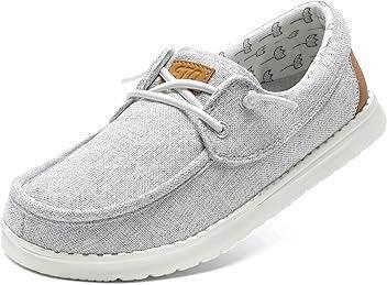 New Size 8.5 Women's STQ Canvas Lace up Loafers Orthopedic Comfotable Ultralight Boat Casual Shoes with Arch Support - Steel Grey ST2302088