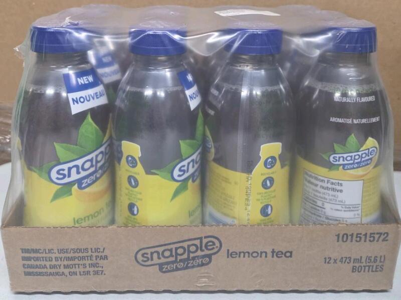 (BB 04-FEB-24) 12 Case Of Snapple Zero Lemon Tea