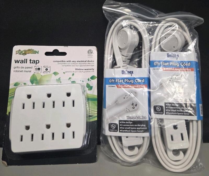 New Wall Plug Extensions Lot 6 Plug Wall Tap And 6FT Plug Cord