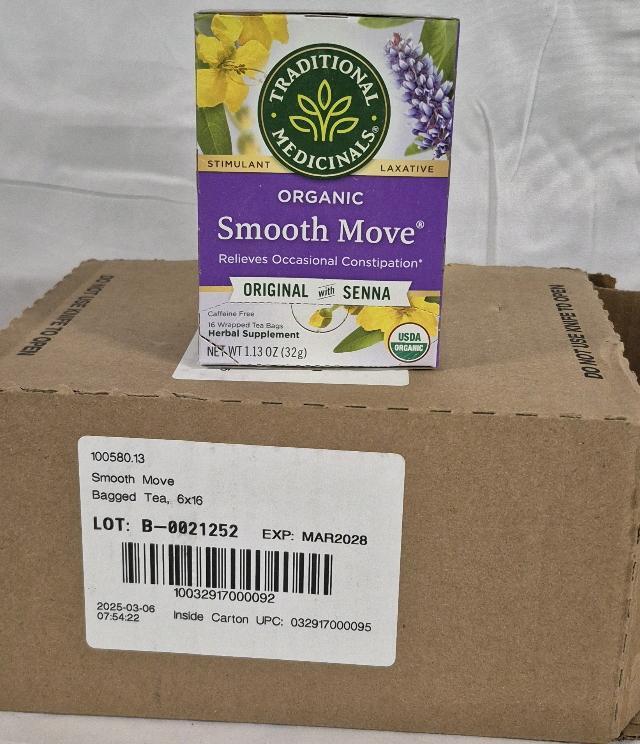 6 New Boxes Traditional Medicinals Organic Smooth Move Tea Bags with Senna - Relieves Occasional Constipation EXP Mar 2028