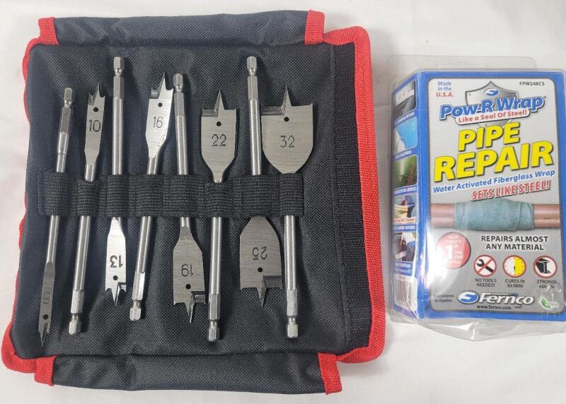 Shall 8pc. Drill Bit Set w/Case & Pow-R Wrap Pipe Repair .