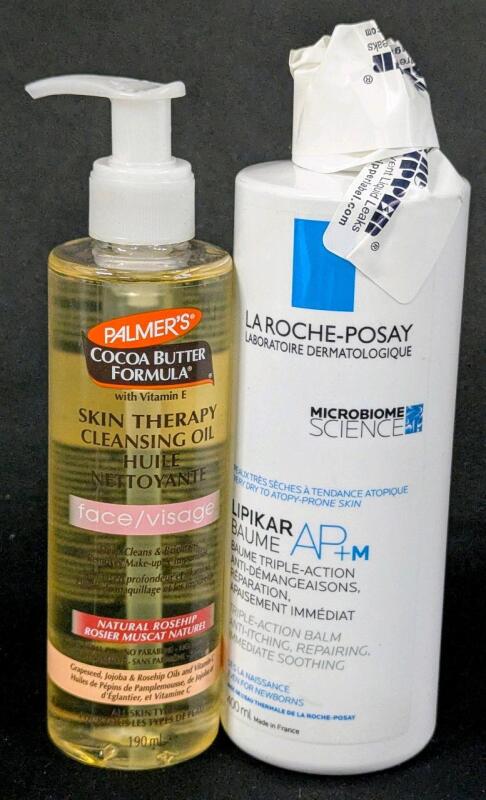 New LAROCHE POSAY Lipikar Baume AP+M Triple Action Balm [Missing Pump] & Palmer's Cocoa Butter Formula Skin Therapy Cleansing Oil [EXP 02/2027]