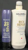 As-New Goldwell Rich Repair Restoring Conditioner (Some Volume Loss) & Matrix So Silver Purple Conditioner For Blonds & Greys