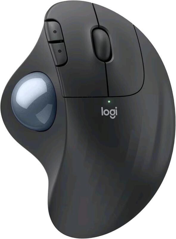 As-New LOGITECH ERGO M375 Wireless Trackball Mouse, Wireless Ergonomic Mouse with Bluetooth and Encrypted Dongle, Comfortable Thumb Control, Precise and Smooth Tracking, for PC/Mac