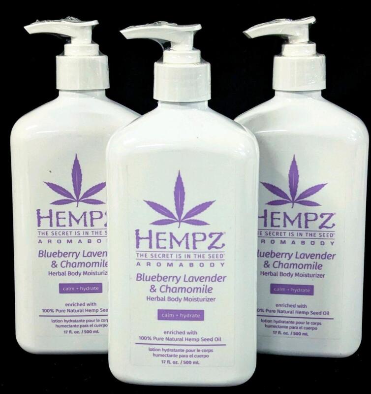 3 New HEMPZ Blueberry Lavender & Chamomile Herbal Body Moisturizers