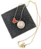 New Fiyjoey 14K Gold Plated Butterfly Lariat Necklace for Women Dainty Butterfly Mother of Pearl Y Necklace Minimalist Pendant Necklaces Jewelry Birthday (Red 16" + 2" extender) - 2