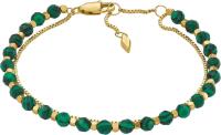New FOSSIL All Stacked Up Reconstituted Green Malachite Beaded Bracelet, Length: 165mm+35mm, Width: 4mm