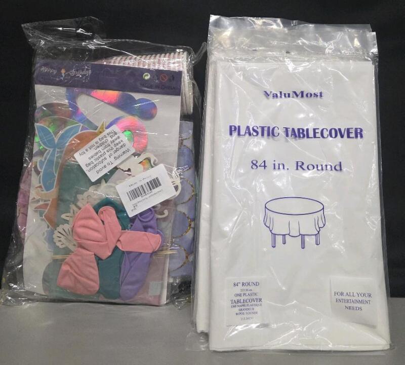 New Party Supply For Mermaid Themed Party and 8 New ValuMost Plastic Tablecovers