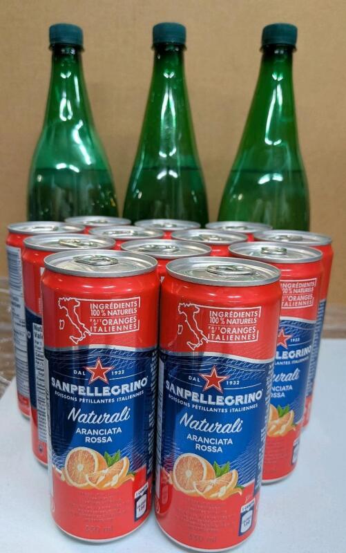 [BB Perrier: 07/18/25 SanPellegrino: 09/2024] 13 New Beverages 3 Bottles Perrier & 12 Cans. SanPellegrino.