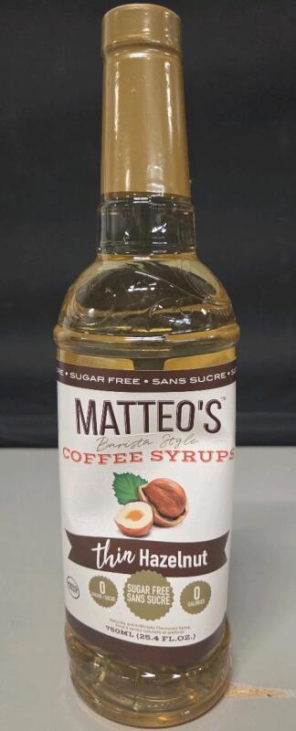 New Matteos Coffee Syrup Thin Hazelnut