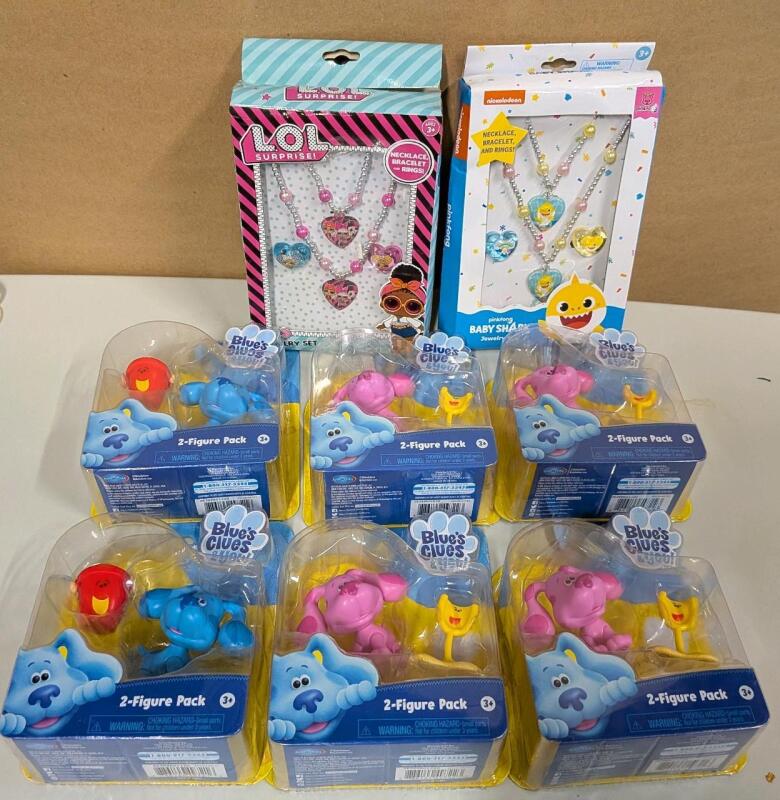 Assorted Toys and Jewelry. Blues Clues, Lol Suprise and Baby Shark