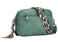 New KL928 Vegan Leather Crossbody Bag Purse With Woven Leopard Print Strap