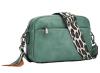 New KL928 Vegan Leather Crossbody Bag Purse With Woven Leopard Print Strap