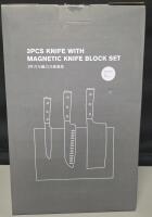 New 3PCs Knife With Magnetic Knife Block Set