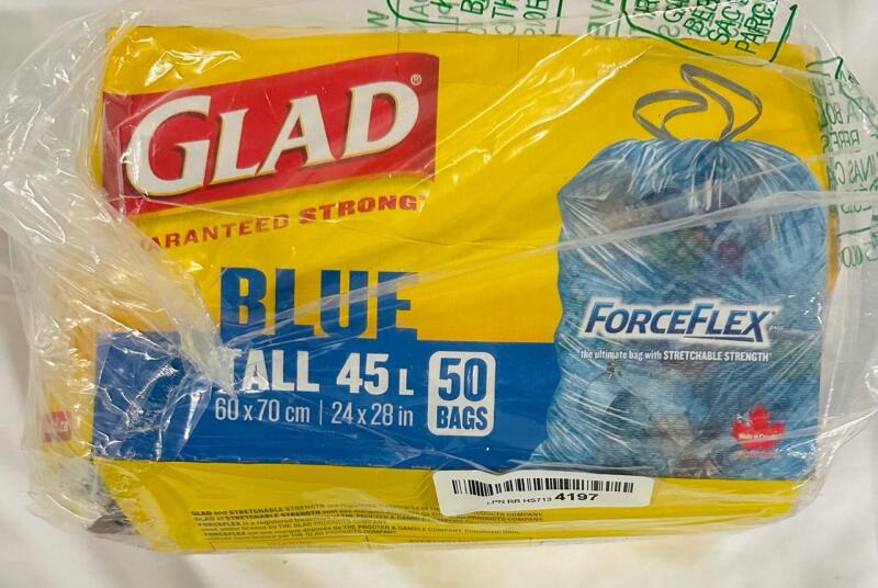 New Pack of 50 Glad 45L Blue Plastic Bags