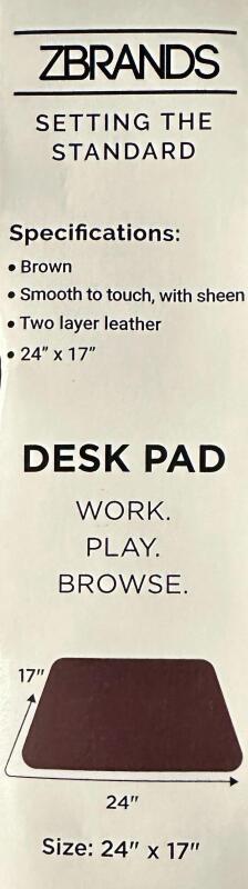 New ZBrands Brown Leather Desk Pad