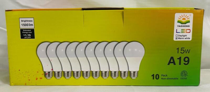 10-Pack of A19 15w Non-Dimmable Light Bulbs