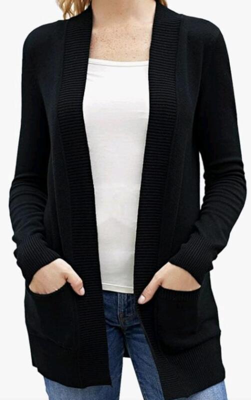 New sz Large Women's AOISAGULA Open Front Cardigan Sweater with Pockets