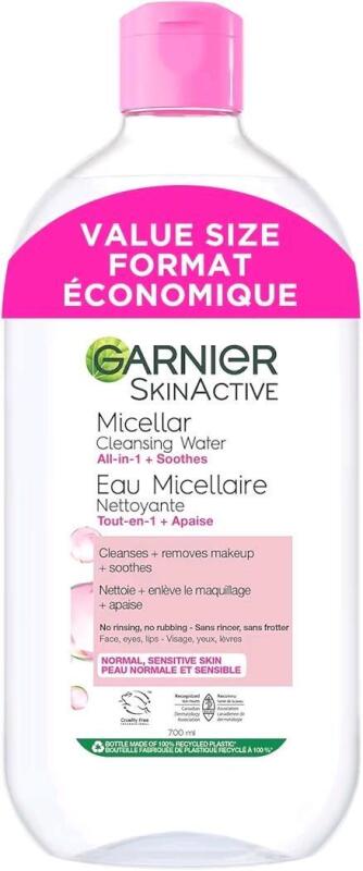 New Garnier Micellar Water, Gentle and Hydrating Facial Cleanser & Makeup Remover, Suitable for Sensitive Skin, Vegan, Cruelty Free, Fragrance Free, 700ml