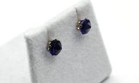 14KT Yellow Gold Natural Amethyst Stud Earrings, Retail $350.00. Made in Canada.