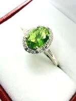Sterling Silver Natural Peridot (1.4ct) Ring, Size 6, Retail $450.00. Peridot is the birthstone for August.
