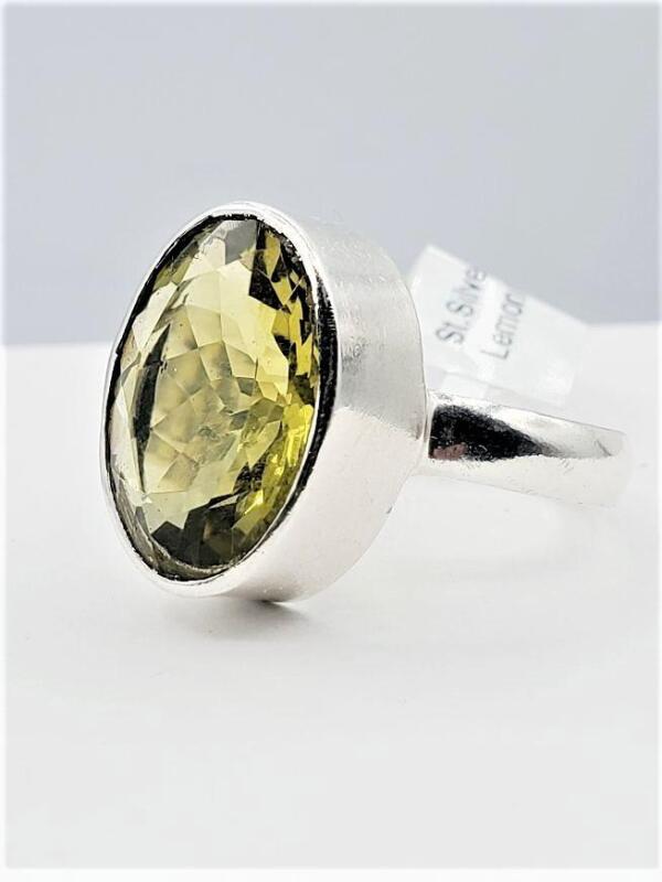 Sterling Silver Natural Lemon Quartz Ring, Size 8, Retail $400.00.