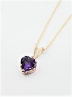 10KT Yellow Gold Natural Amethyst (0.80ct) Heart Pendant with Gold Plated Sterling Silver Chain, Retail $450.00. Amethyst is the birthstone for February.